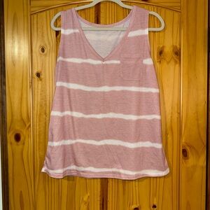 SHEIN Pink and White Striped Tank Top